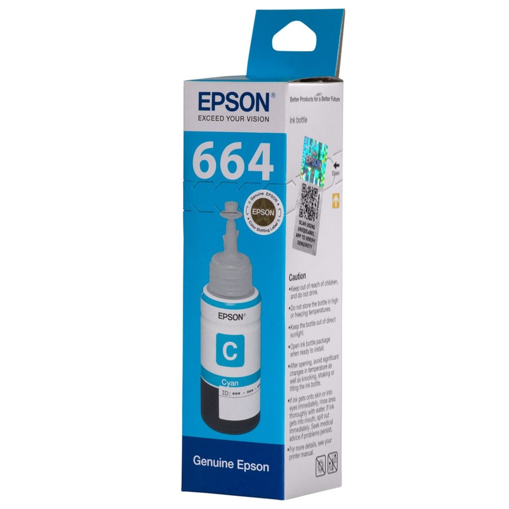 Epson Ink Bottle 70ML T6642 (Cyan) | Compatible Printer Models: Epson L130 / L1300 / L220 / L550 / L355 / L110/ L210 / L300 / L360 / L350 / L380 / L100 / L200 / L565 / L555 / L405