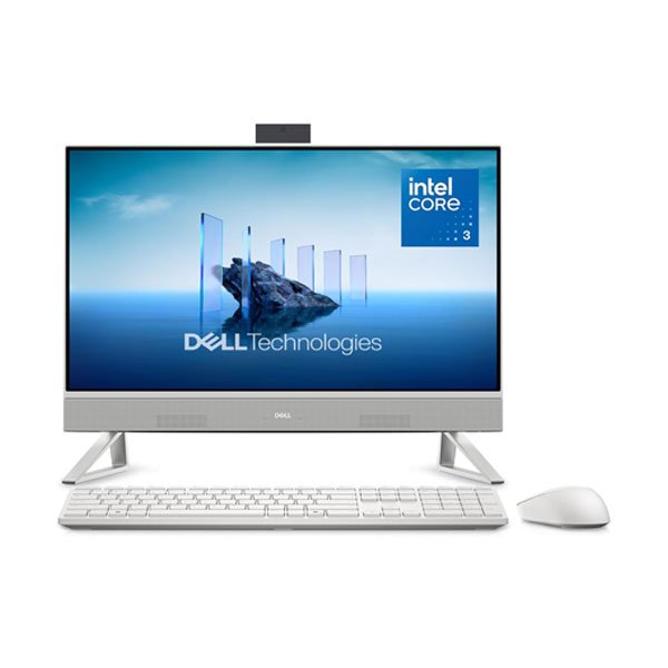 Desktop Dell AIO EC24250 | Intel 7-150U, 16GB, 1TB SSD, Win11 + MSO24 + M365, 1Yr McAfee, 23.8FHD Touch with 5MP IR Tiltable Camera, Integrated, Wireless Keybd & Mouse, White