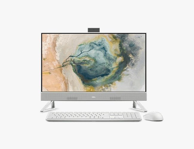 Desktop Dell AIO EC27250 | 13th Gen Intel Core i5-1334U Processor, 16GB DDR5 RAM, 512GB NVMe SSD, Win11 + MS Office 24 + M366, 1 Year McAfee, No ODD, 27 Inch Non-Touch FHD 5MP IR Tiltable Camera, Integrated, Wireless Keybd & Mouse, White