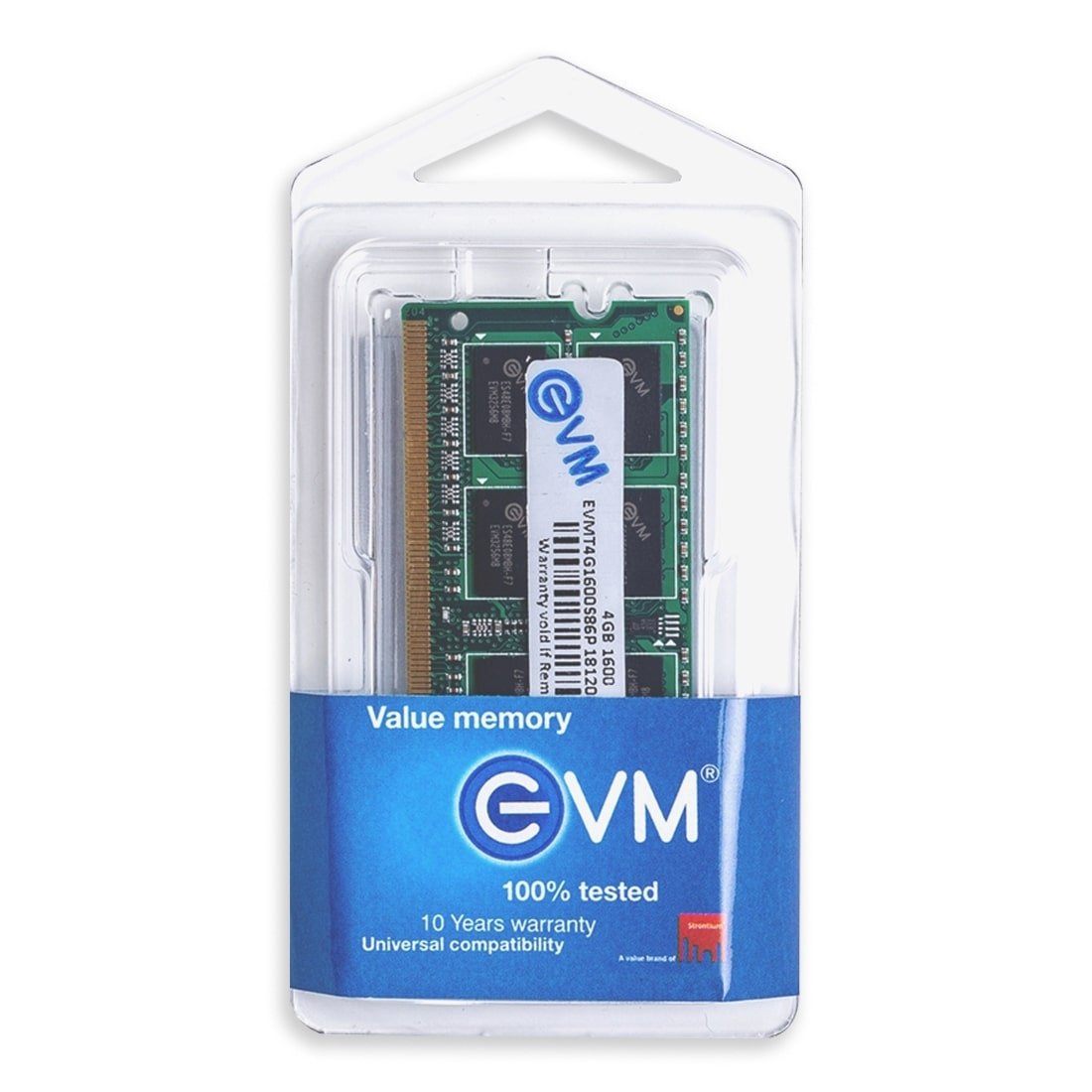 RAM EVM 4GB DDR3 1600MHz SODIMM 8IC 1.35V EVMT4G1600S86P | Laptop RAM, High Speed Performance, Low Voltage Requirement
