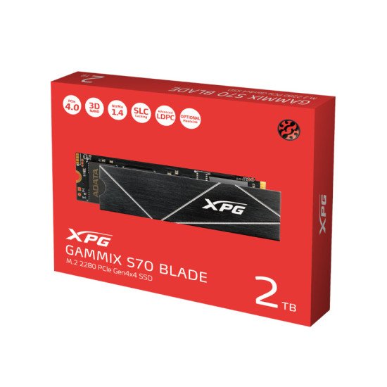 Harddisk Gaming Adata XPG GAMMIX S70 Blade AGAMMIXS70B-2T-CS | 2TB M.2 NVME PCIe Gen4x4 2280 Internal Solid State Drive/SSD, Read/Write Speed Up to 7,400/6800 MB/s, Compatible with PC, Laptop and Play Station5
