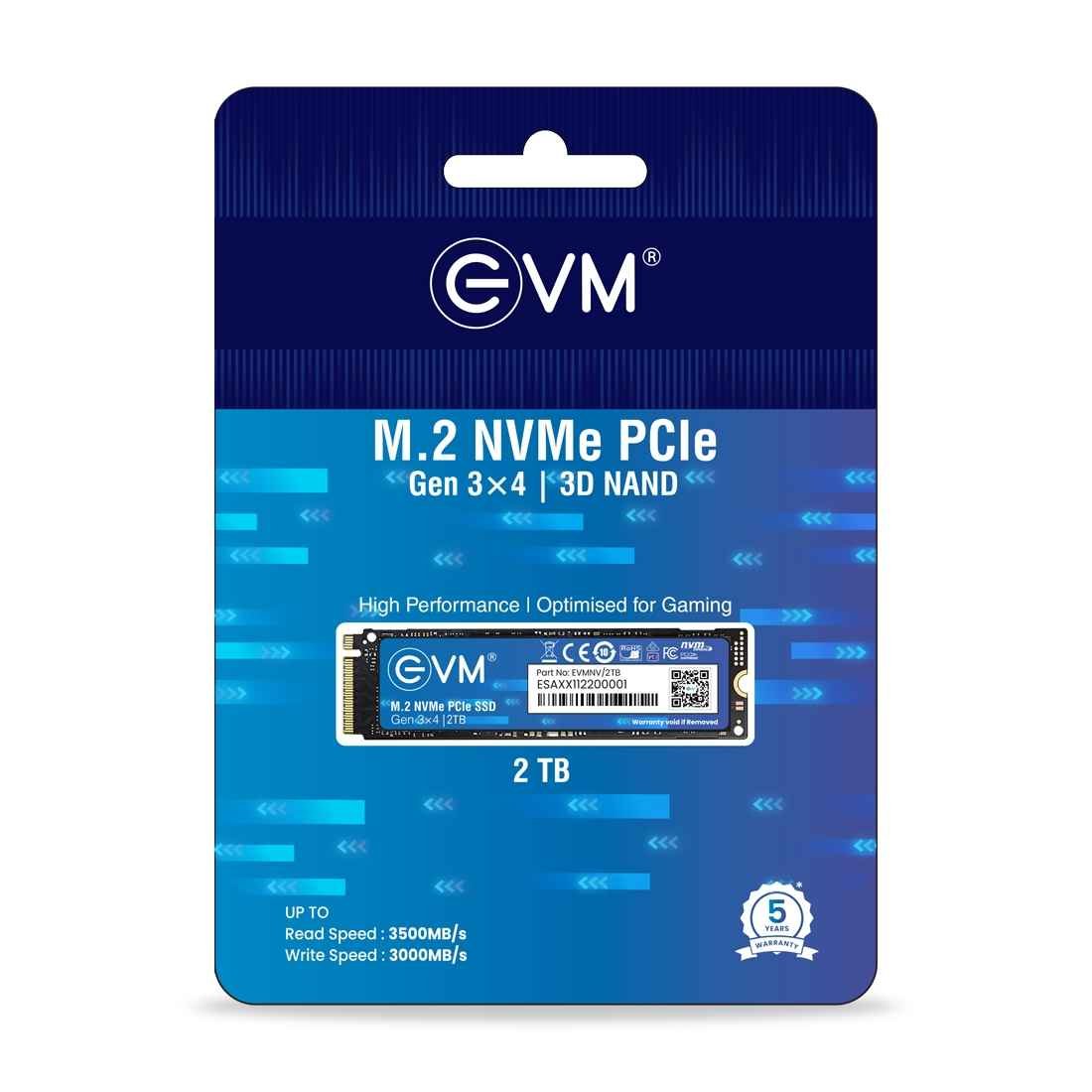 Harddisk EVM EVMNV/2TB Internal 2TB M.2 NVMe PCIe (2280) SSD | High Read Speed Performance Upto 3500MB/s & Write Speed Upto 3000MB/s, Compatible with Gaming PCs & High Performance Workstations