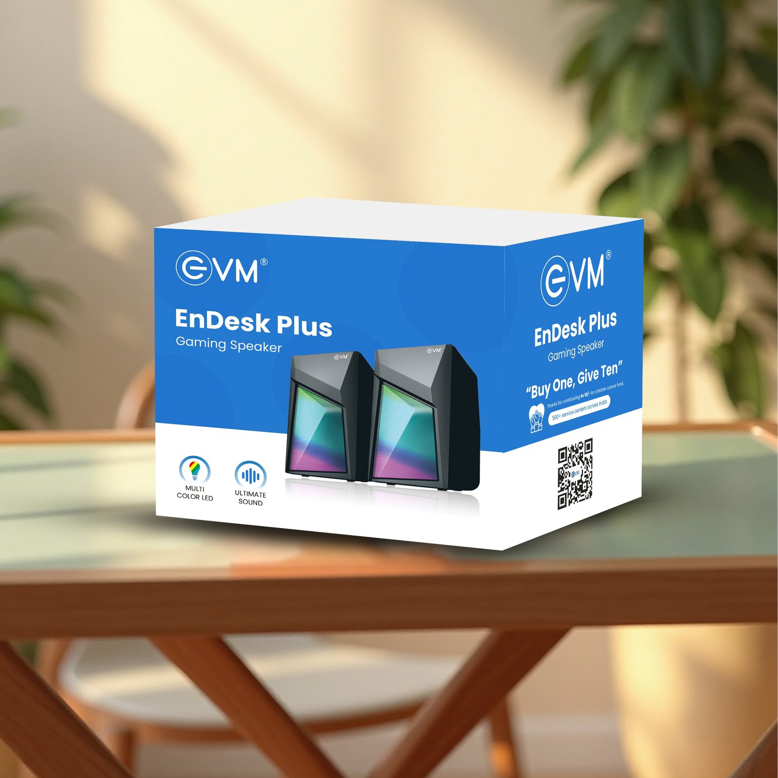 Speaker EVM EnDesk Plus Gaming 2.0 Computer Speaker EVM-BTS-208 | 3W × 23 Power /RMS, Multi Color LED Lights, Volume Controller, Aux & USB 3.5mm Output, 110cm Cable Length, Black