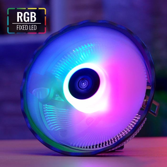 Cooling Fan Aerocool Air Frost Plus ACTC-AF30017.04 | FRGB CPU Air Cooler With 3 Pin Connector Featuring Stylish Fixed RGB LED Lighting Design, Support LGA 1700, Black