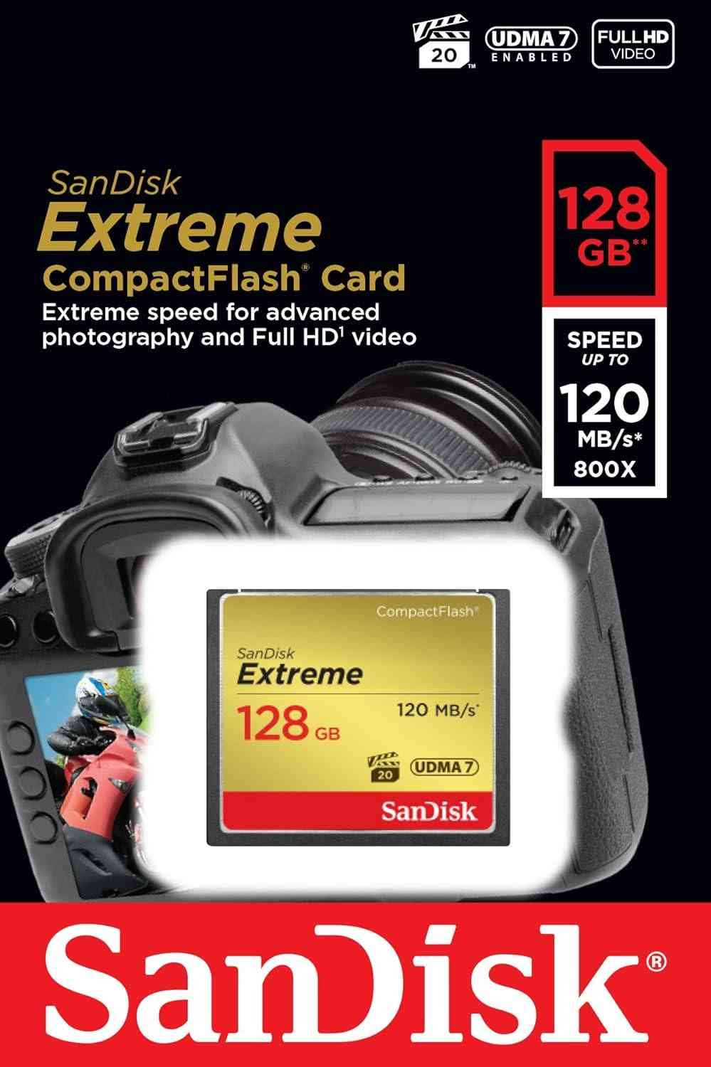 Card SanDisk Extreme 128GB SDCFXSB-128G-G46 | CompactFlash Memory Card UDMA 7 Speed Up To 120MB/s