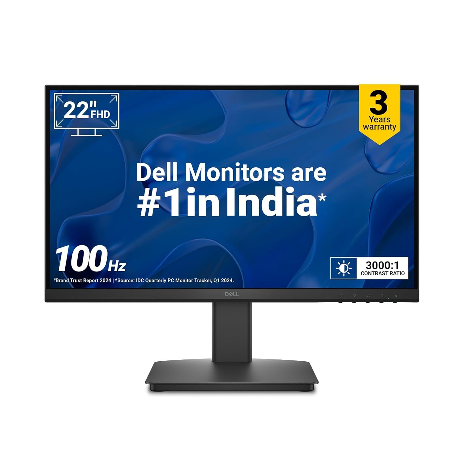 Monitor Dell SE2225HM | 22″ FHD (1920×1080), 100Hz, 5ms, VA panel, 3000:1 contrast, HDMI & VGA ports, tilt-adjustable, wall-mountable, metal stand, black.