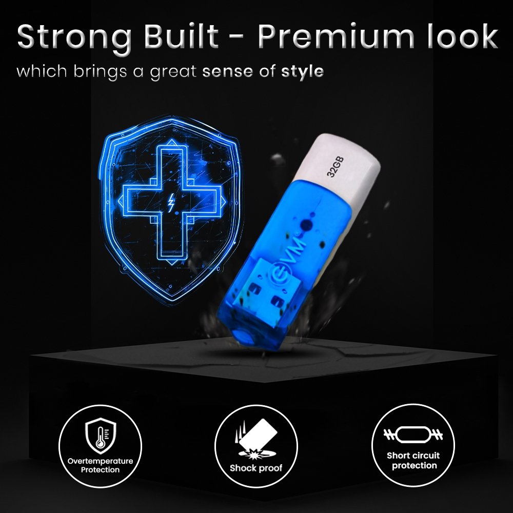 Pendrive EVM EnStick 32GB USB 3.2 Gen 1 EVMPDA3.2/32GB Flash Drive | High Read Speeds Upto 100MB/s & Write Speeds Upto 50MB/s, Universal Compatibility, White + Blue