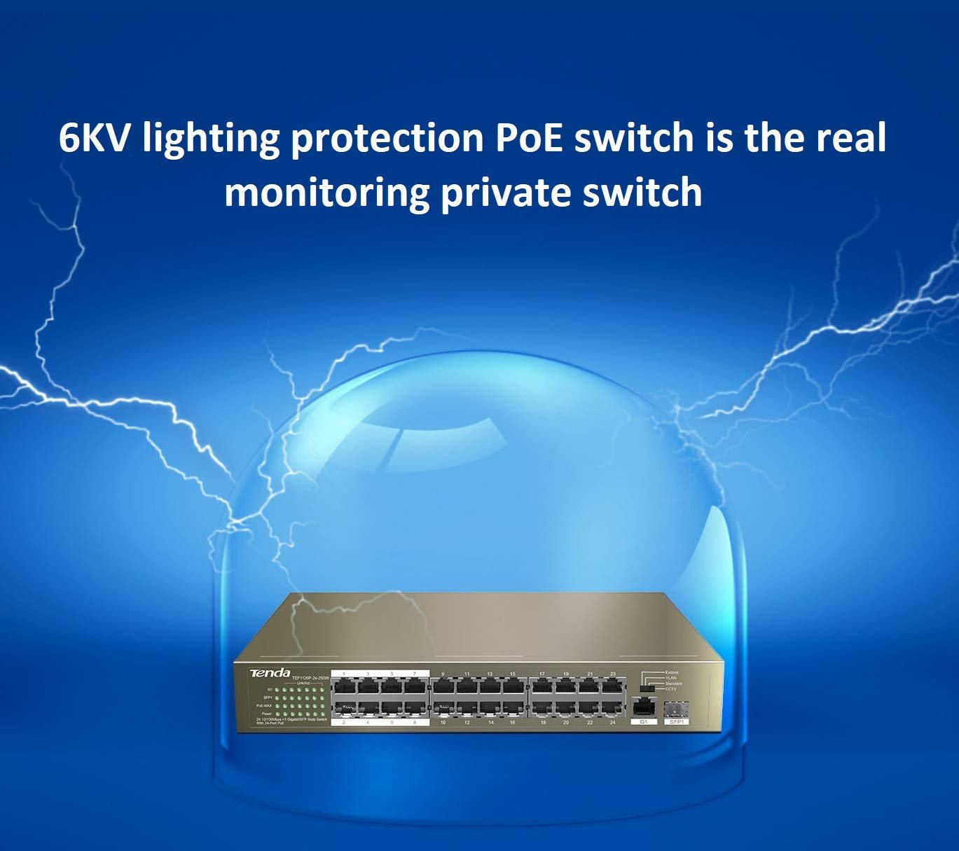 Switch Tenda TEF1126P-24-250W 24-Port 10/100 Mbps PoE Switch + 2 Gigabit Uplink + 1 SFP, 250W