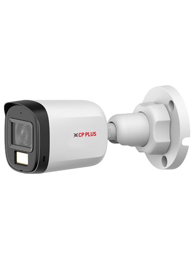 Security Camera CP Plus CP-URC-TC24PL3C-L-V2 | 2.4MP Illumax Dual Light Day/ Night Vision, In Warm Light (Color) & IR (B & W) Bullet Camera, IR Range of 30Mtr, 3.6mm Fixed Lens, Built-in Mic, White