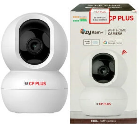 Security Camera CP Plus EzyKam CP-E38Q | 3MP Wi-Fi PT Camera, IR Distance of 15 Mtr, 4mm Lens, Sound Detection, Works With Google Home, Two-Way Talk, Support Micro SD Card Upto 256GB, White