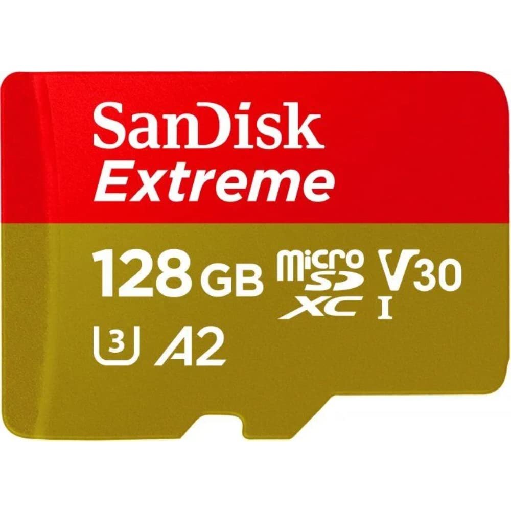 Card MicroSD SanDisk Extreme 128GB microSDXC UHS-I Memory Card - 190MB/s, C10, U3, V30, 4K, A2 | SDSQXAA-128G-GN6MN