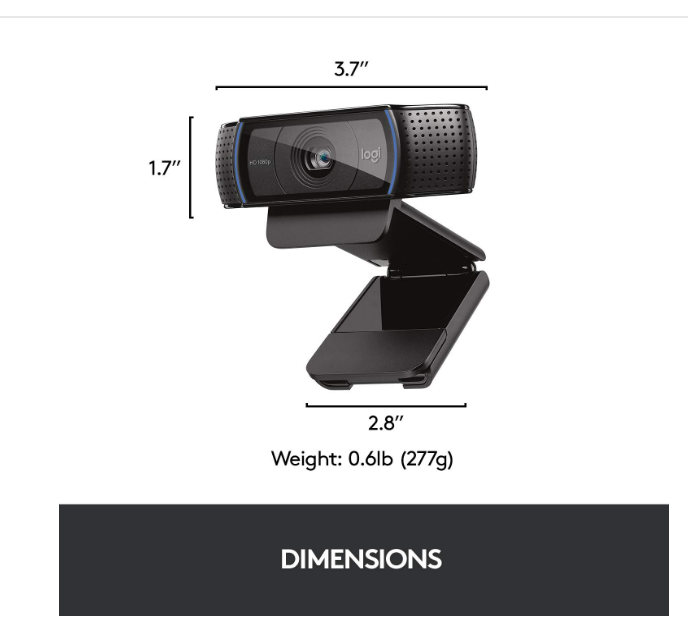 Webcamera Logitech C920 HD Pro | Full HD 1080p / 30fps Video Calling, Clear Stereo Audio, HD Light Correction, Works with Skype, Zoom, FaceTime, Hangouts, PC / Mac / Laptop / MacBook / Tablet - Black