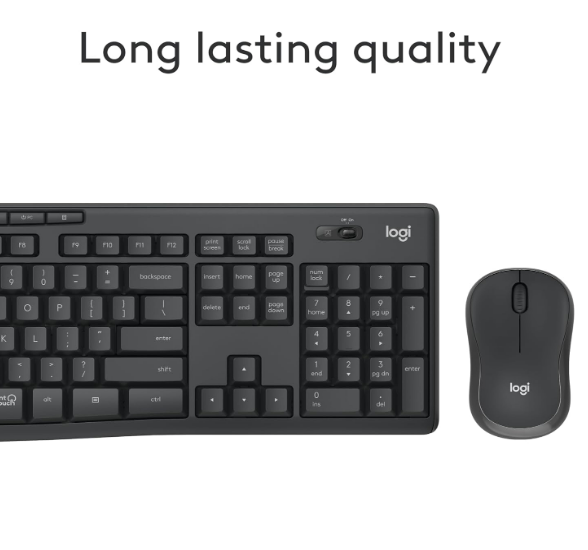 Keyboard + Mouse Combo Logitech MK345 Wireless Full-Sized Keyboard with Palm Rest and Comfortable Right-Handed Mouse, 2.4 GHz Wireless USB Receiver, Compatible with PC, Laptop - Black