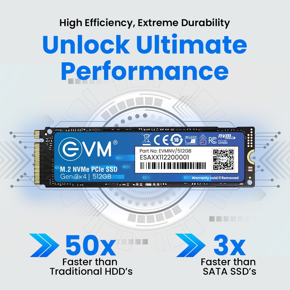Harddisk EVM EVMNV/512GB Internal 512GB M.2 NVMe PCIe (2280) SSD | PCIe Gen 3x4 Internal SSD | Up to 3500MB/s Read 2800MB/s Write | High Speed Storage for Laptop Desktop Gaming