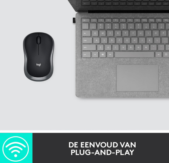 Mouse Logitech M185 Wireless Mouse USB for PC Windows, Mac and Linux, with Ambidextrous Design - Swift Grey