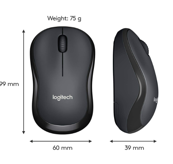 Mouse Logitech M220 Silent Wireless Mouse | 2.4 GHz with USB Mini Receiver, 1000 DPI Optical Tracking, 18 Month Battery Life, Ambidextrous PC/ Mac/ Laptop, Charcoal Black