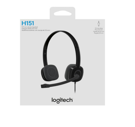 Headset Logitech H151 single pin | Noise-Cancelling mic, 3.5 mm Analog Stereo, PC / Mac / Laptop - Black
