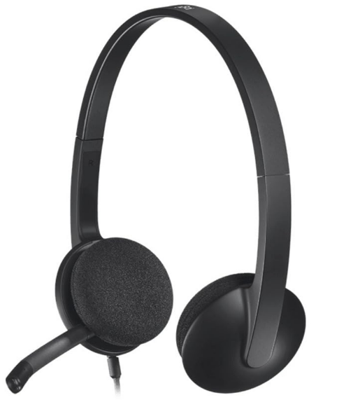 Headset Logitech H340 | Wired USB Business On-Ear Stereo with Noise-Cancelling Microphone, Digital Stereo Sound on VOIP, Skype and webinars, PC / Mac / Laptop, Black