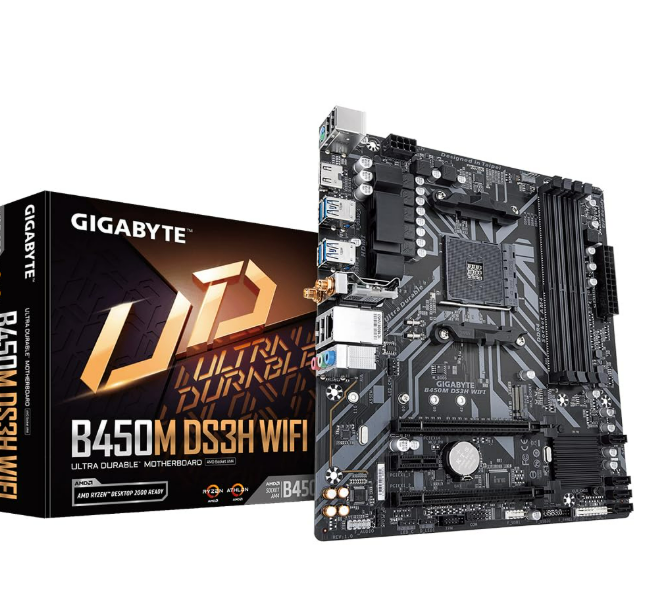 Motherboard Gigabyte GA-B450M-DS3H|SupportsAMD3rdGenRyzen|M.2|HDMI|DVI|USB 3.1|DDR4|MicroATX