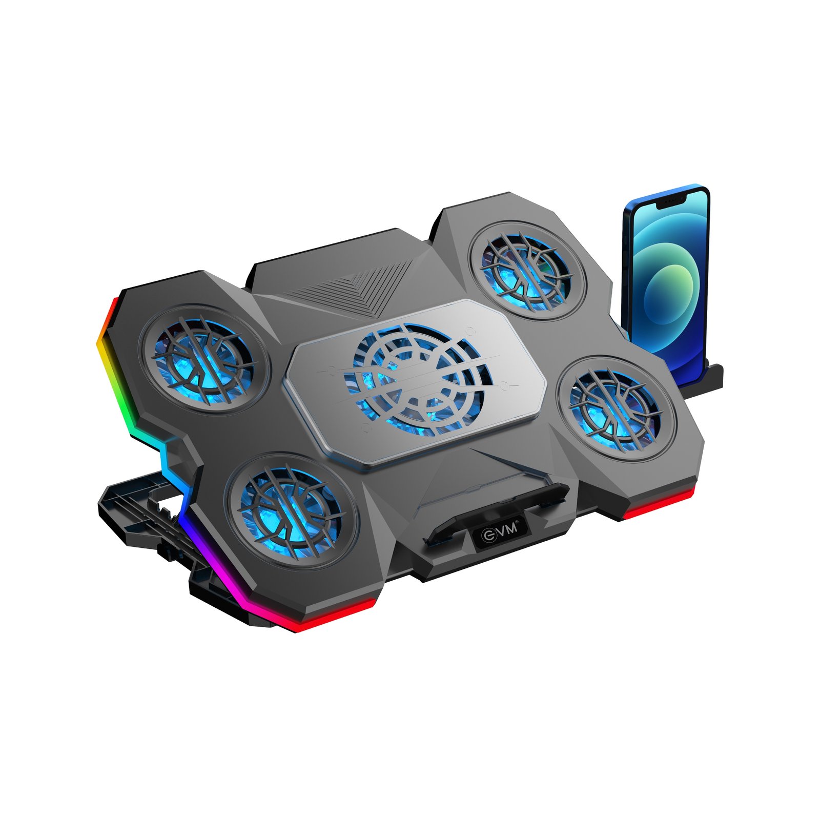 Cooling Pad EVM Enlap Cool Pro EVM-LCR02 | Cooling Pad for Laptop with 5 Cooling fans, Big Fan Speed Upto 1500 RPM & Smal Fans Speed Upto 2600 β 3000 RPM, Black