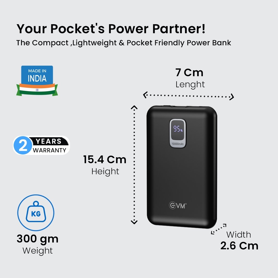 Power Bank EVM Ennano Pro 10 EVM-P0407 10000MAH 25W, Li-polymer, Silver