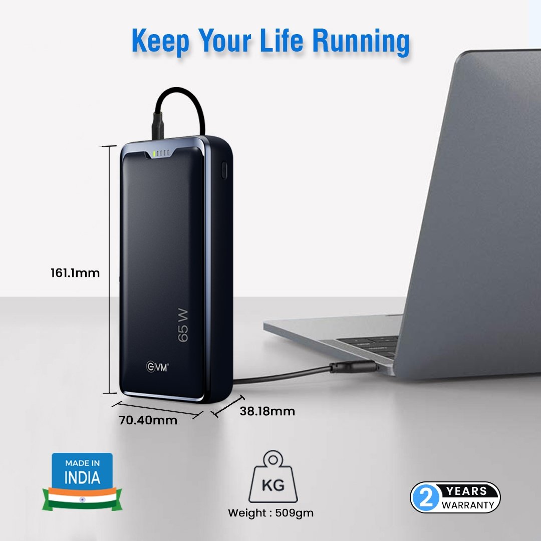 Power Bank EVM Enlap Pro EVM P0402 30000MAH 65W, Li-polymer, Compatible with Type-C Input Laptops