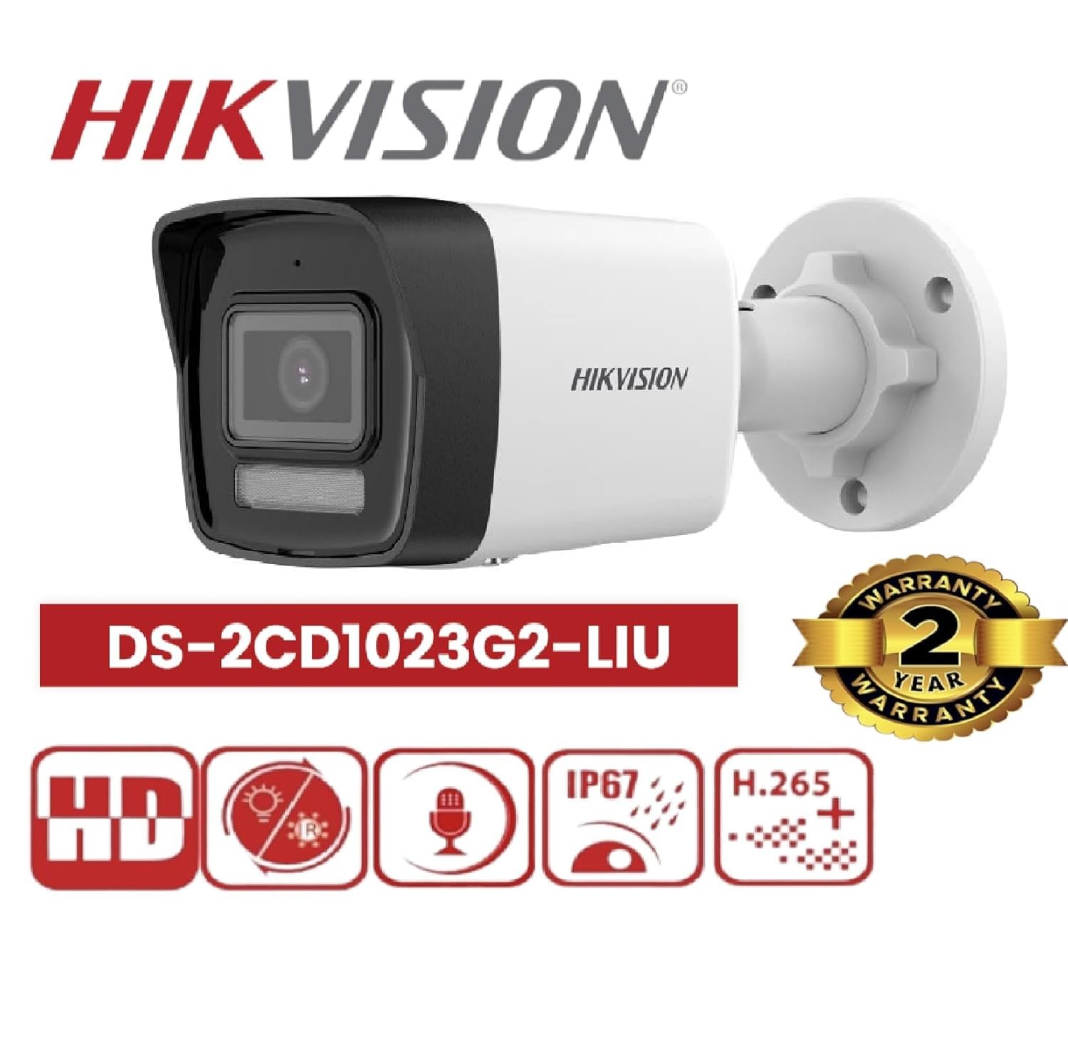 Security camera Hikvision DS-2CD1023G2-IUF | 2MP MD 2.0 4MM Fixed Bullet Network Camera
