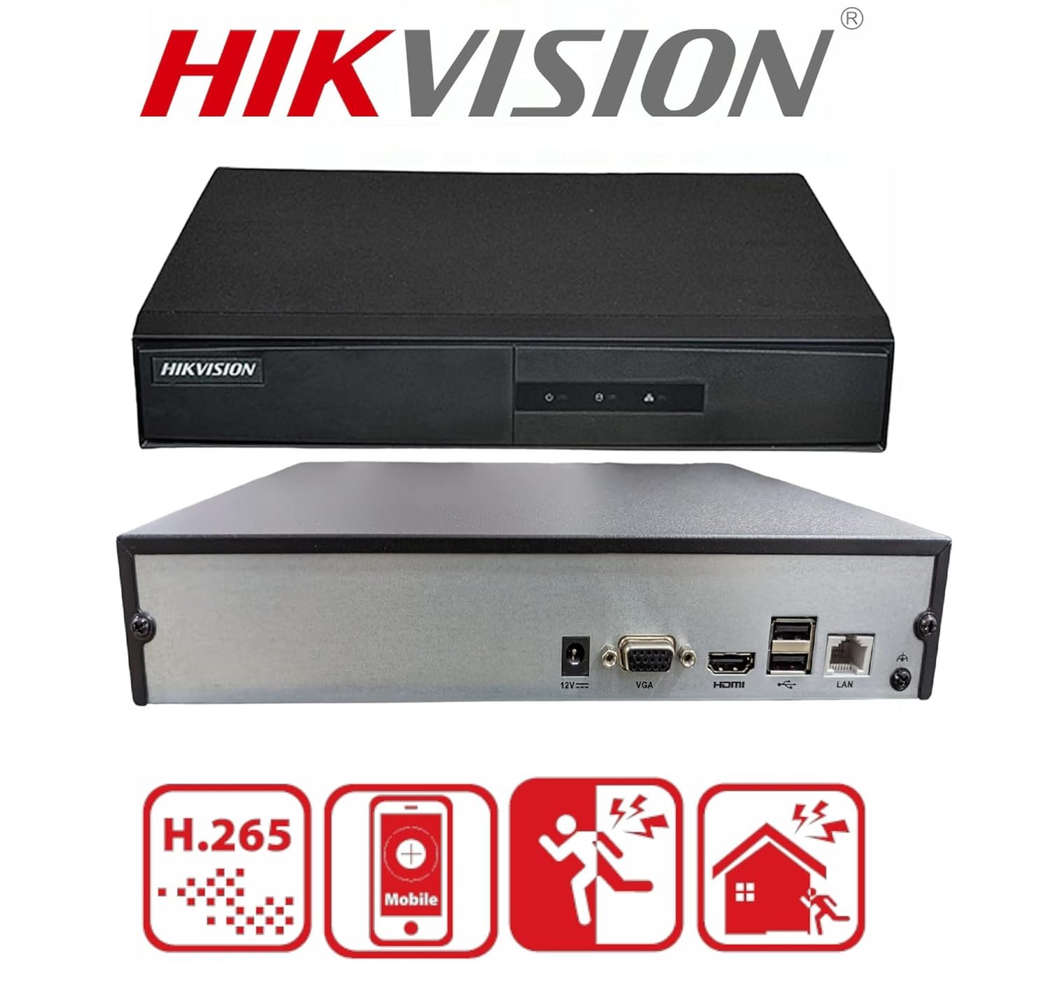 SNVR Hikvision DS-7104NI-Q1/M | 4 Channel Mini 1U NVR, HDMI & VGA, 1 SATA, Supports Up to 4-ch network camera inputs, H.265+/H.265/H.264+/H.264 video compression, Black