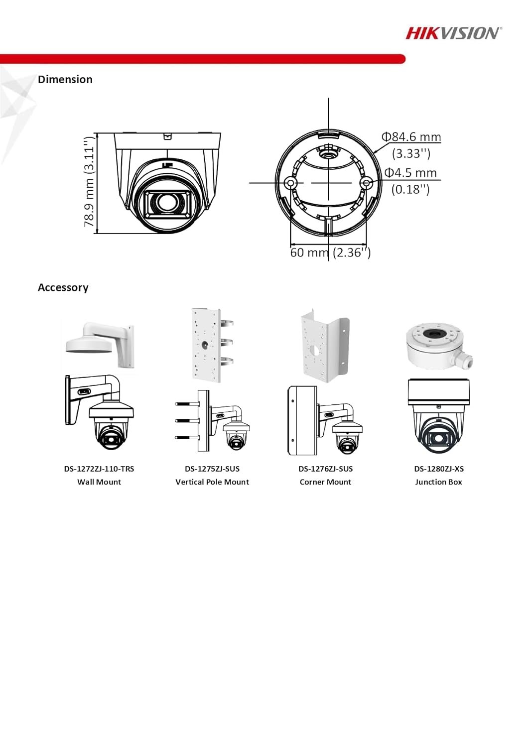 Security Camera Hikvision DS-2CE5AD0T-ITP/ECO | 2MP 2.8mm 1080P IR Dome Camera, High performance, Night Vision, Upto 20m IR distance | White