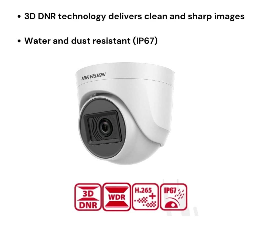 Security Camera Hikvision DS-2CE5AD0T-ITP/ECO | 2MP 2.8mm 1080P IR Dome Camera, High performance, Night Vision, Upto 20m IR distance | White