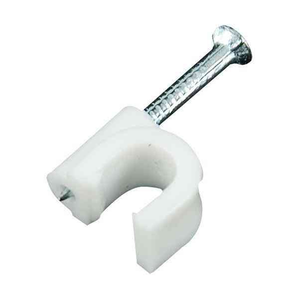 Cable Clip AirFit AF-1017 10MM Circle Nail Clip (Pack Of 100pcs) | 10mm Circle Cable Clip with Metal Nail for Wire Management, Plastic Releasable Cable Tie (100 Pcs, White)