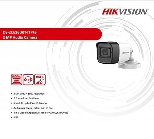 Security Camera Hikvision Outdoor Fixed Mini 3.6mm Bullet 2MP DS-2CE16D0T-ITPFS |