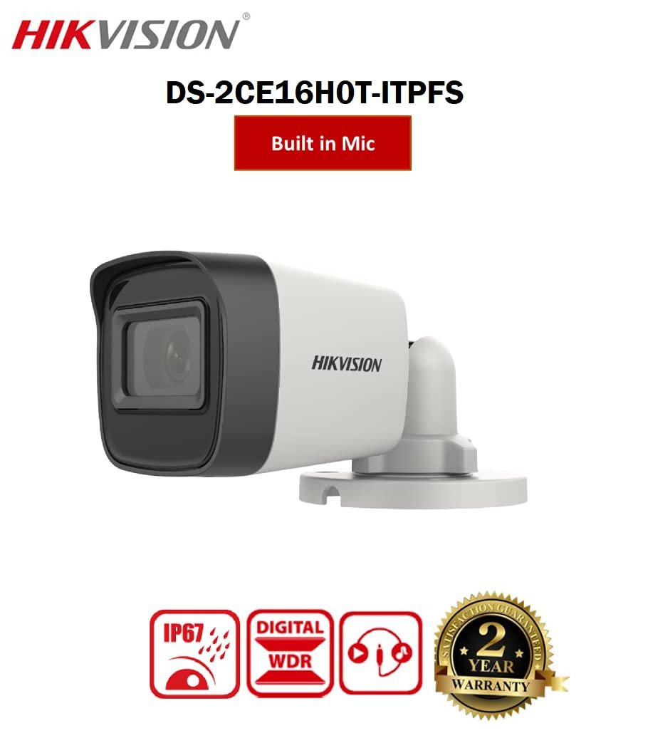 Security camera Hikvision DS-2CE16H0T-ITPFS | 5MP Audio Fixed Mini 3.6mm Bullet Camera