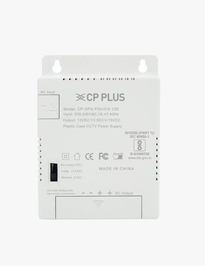 CCTV Camera Power Supply CP PLUS 4 Channel CP-DPS-PD04V3-12D | Plastic Housing, 12V 5 Amp, For CCTV Security Surveillance