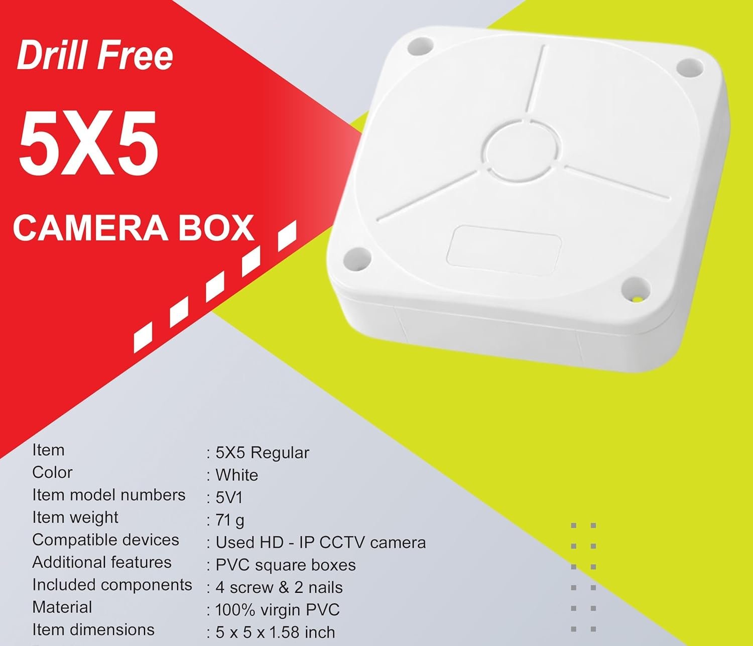 PVC Junction Box Outdoor plastic 5 x 5 Square Box