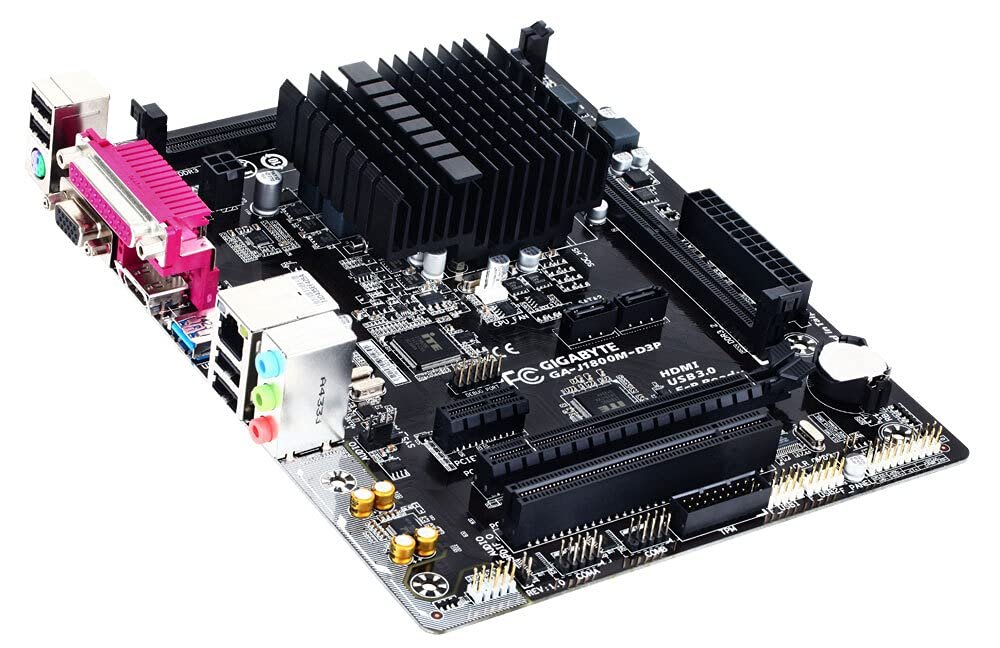 Motherboard Gigabyte Intel GA-J1800M-D3P | Motherboard with OnBoard Celeron Dual-Core 2.41Ghz Processor Micro ATX Form Factor, 2xDDR3 DIMM, 1xPCIe + 1xPCI slot, D-Sub, HDMI, GbE Lan, 1xParallel port, 1xUSB3.0 & Usb2.0x8ports, Support for Windows OS