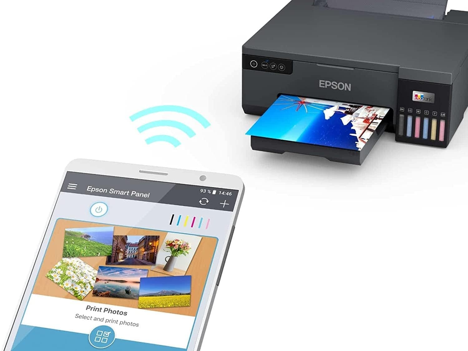 Printer Epson EcoTank L8050 | High volume photo printer, Fast and feature-rich, 6 colour, delivers high volume, hassle-free printing at an ultra-low cost (Black)