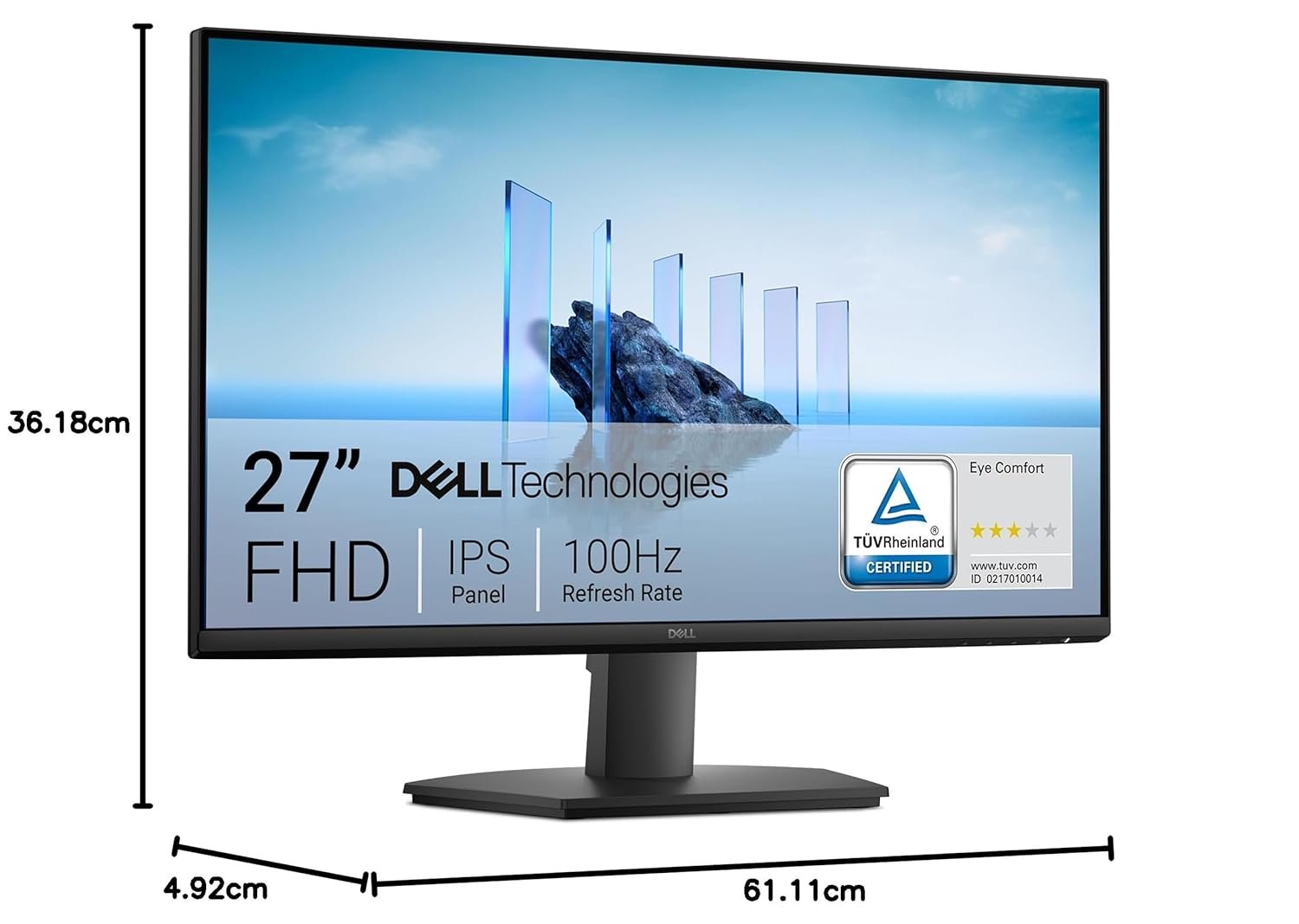Monitor Dell 27 Inch (68.58cm) SE2725HM | FHD (1920 Γ 1080),100Hz, IPS Panel, Aspect Ratio 16:9, Contrast Ratio 1,000:1, 250 cd/m2 Brightness, Ports 1x HDMI, 1x VGA, Tilt, VESA 100mm x 100mm Mountable, Black