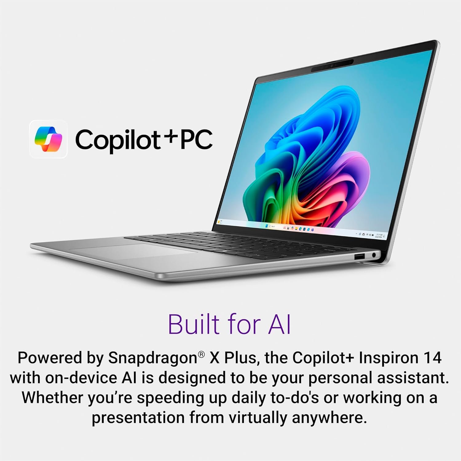 Laptop Dell Inspiron 14 5441 | Snapdragon X Plus 8C, 16GB RAM, 512GB SSD, 14" FHD+, Adreno GPU, Win11 + Office + M365, backlit KB, Titan Grey.