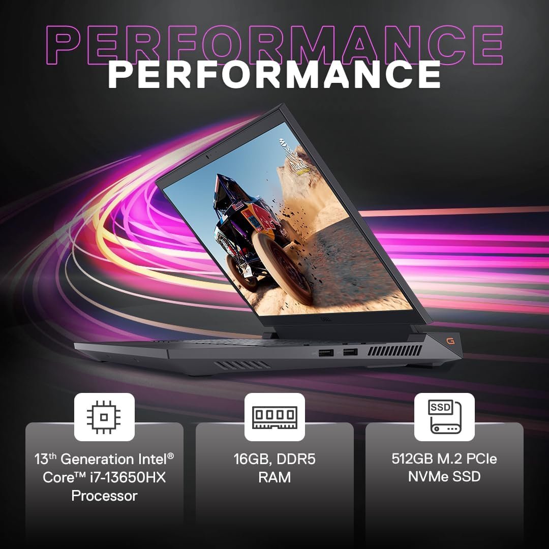 Laptop Dell G15 Gaming 5530, 13th Gen Intel® Core™ i7-13650HX Processor, 16GB DDR5 RAM, 1TB M.2 PCIe NVMe, Win 11 + Office H&S, 15.6 Inch (39.62 cm) FHD Narrow 120Hz 250nits Display, NVIDIA® GEFORCE® RTX 3050 6GB GDDR6, 4 Zone RGB Keyboard, Backpack