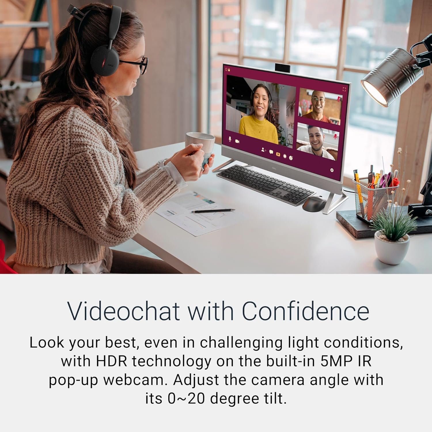 Desktop Dell AIO EC27250 | Intel Core 7-150U Processor, 16GB DDR5, 1TB NVMe SSD, Win 11 + MSO 24 + M365, 1 Year McAfee, 27 Inch FHD Touch Narrow Border, 5MP IR Tiltable Camera, NVIDIA GeForce MX550 2GB GDDR6, Wireless Keyb & Mouse, Pearl White