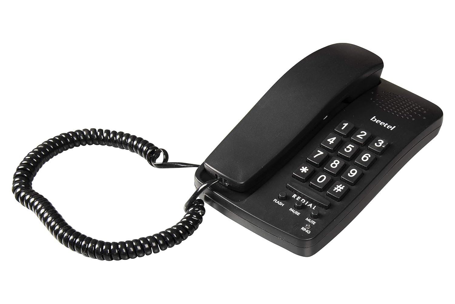 Landline Phone Beetel B15 | Corded, Ringer Volume Control, LED Ring Indication, Wall / Desk Mountable, Bold Buttons Design, Clear Call Quality, Mute / Pause / Flash / Redial Function | Black