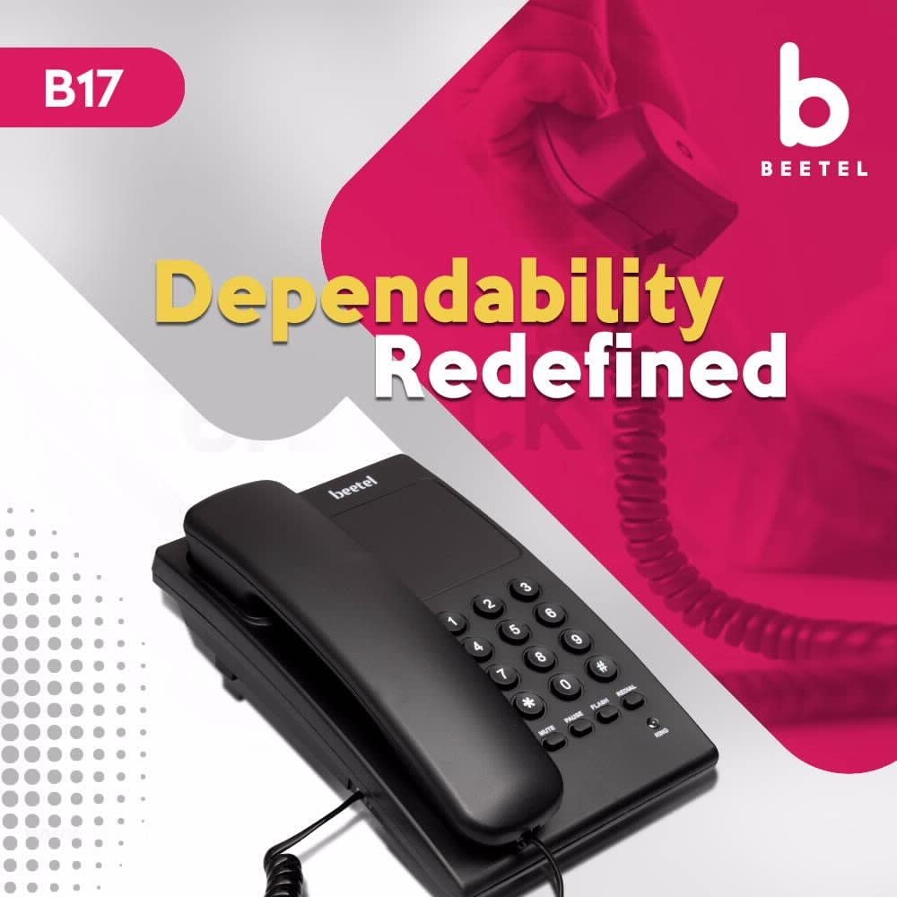 Landline Phone Beetel B17N | Corded, Ringer Volume Control, LED for Ring Indication, Wall/Desk Mountable, Elegant Design, Clear Call Quality, Mute/Pause/Flash/Redial Function | Black