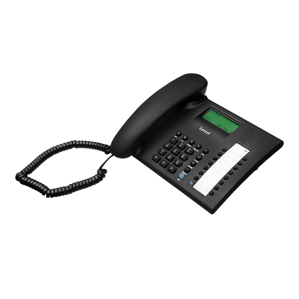 Landline Phone Beetel M90 | Caller ID with 16 Digit LCD Display, FSK / DTMF, Compatible Caller ID, 8 Direct One Touch & 12 Two Touch Memory, Volume Control for Speaker Phone, Music on Hold | Black