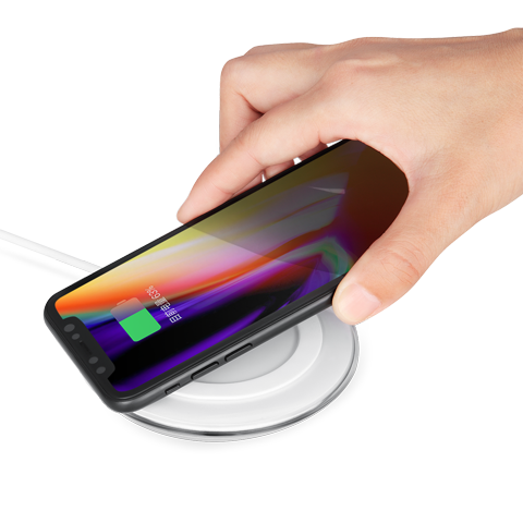 Charger Enter Ego-Aurapad Prime Induction Pad | Universal Slimline Qi-Enabled Wireless Charging Pad, 5W / 10W Max Output, Micro-USB Connectors, Sleek & Slim Portable Design, White