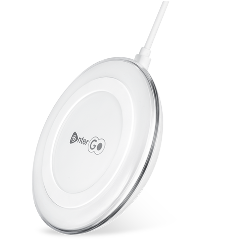 Charger Enter Ego-Aurapad Prime Induction Pad | Universal Slimline Qi-Enabled Wireless Charging Pad, 5W / 10W Max Output, Micro-USB Connectors, Sleek & Slim Portable Design, White