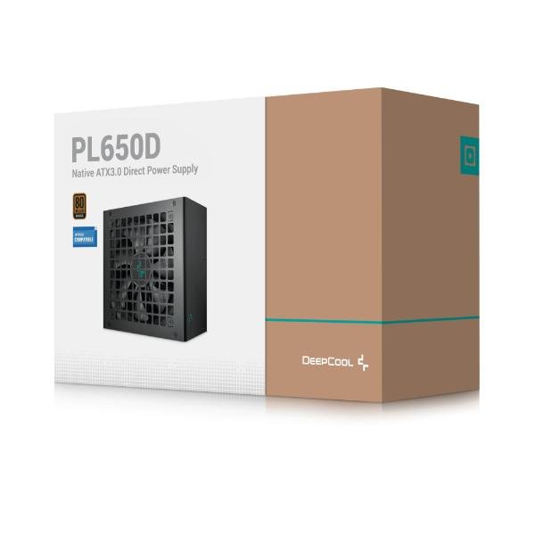 Smps Power Supply Deepcool PL650D R-PL650D-FC0B-IN-V2 | 650W, 120mm Fan, 80 Plus Bronze Certified, ATX 3.0 Power Supply, For Gaming PC, Black