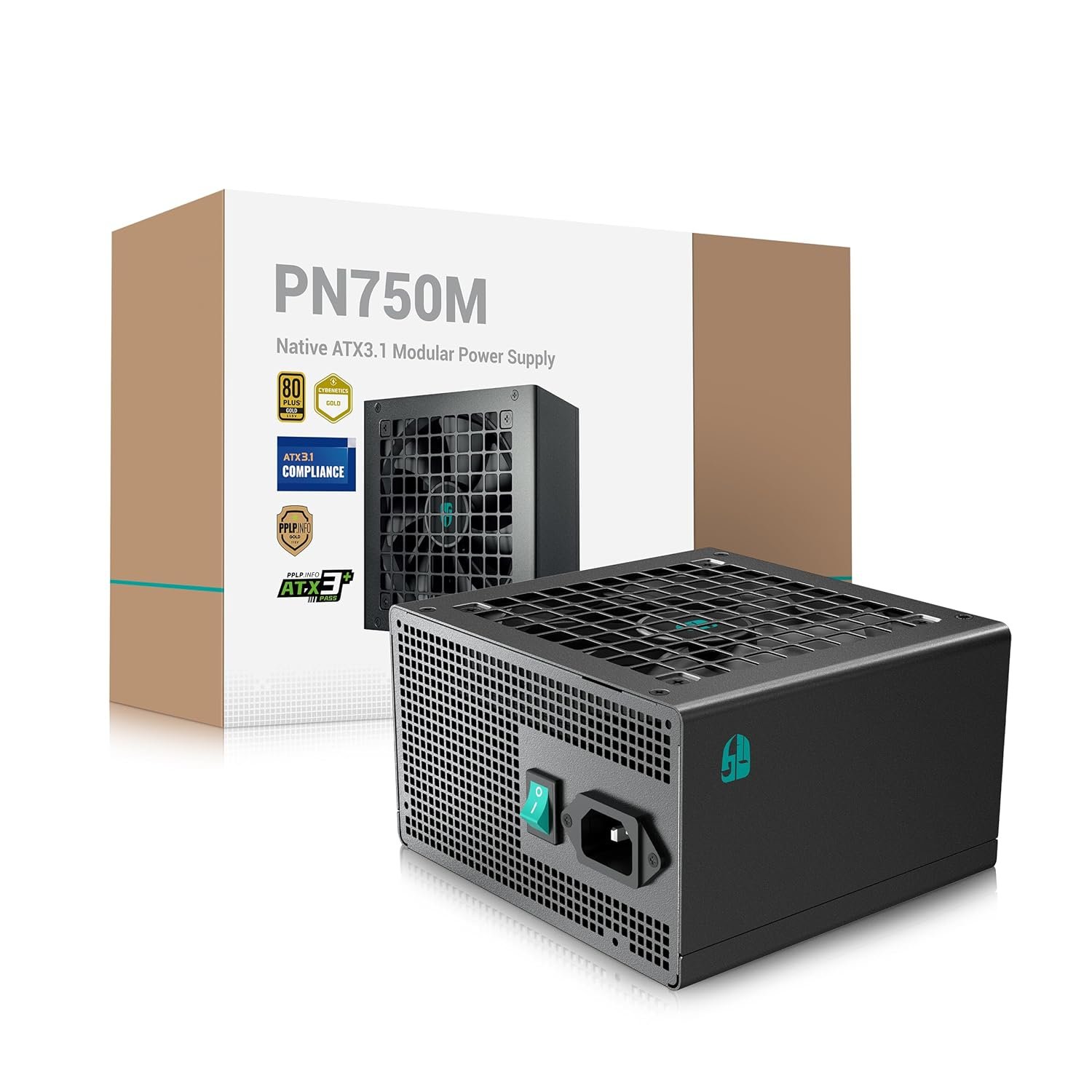 Smps Power Supply Deepcool Gamer Storm PN750M R-PN750M-FC0B-JGIN | 750 Watt, 120mm FDB Fan, 80 Plus Gold Certified, ATX 3.1 Fully Modular Power Supply, For Gaming PC, Black