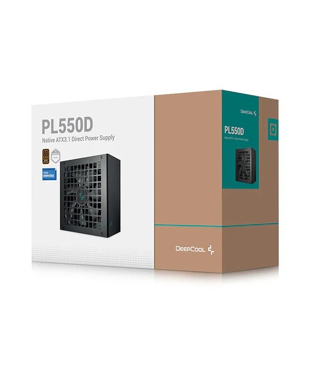 Smps Power Supply Deepcool PL550D R-PL550D-FC0B-IN-V2 | 80 PLUS Bronze Non-Modular Power Supply, 550W Power, ATX12V V3.1, Hydro Bearing 120mm Fan, Chinese Electrolytic Capacitors, Active PFC + DC to DC, Black