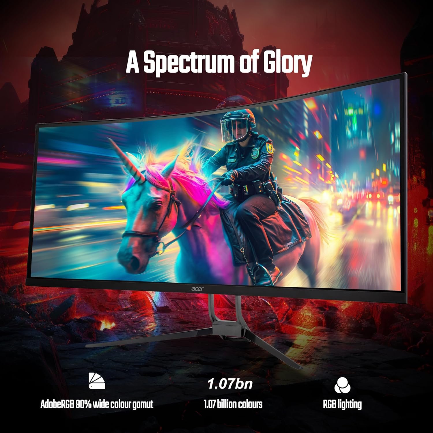 Monitor Acer 34 Inch (86.36 cm) ED343CUR J0BMIIPPX (UM.CE3SS.001) | 21:9 UWQHD (3440x1440) Pixels VA Panel 1000R Curved Backlight LED Monitor, 2 x HDMI (2.0) 2 x DP (1.2), Eye Care, Integrated 3W x 2 Stereo Speakers, Wall Mountable, Black